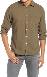 HIROSHI KATO Slim Fit Double Gauze Organic Cotton Button-Up Shirt