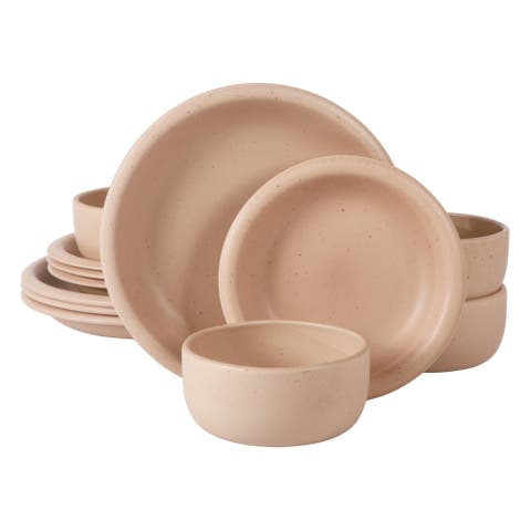 Corsica Clay 12 Piece Stoneware Reactive Glaze Dinnerware Set
