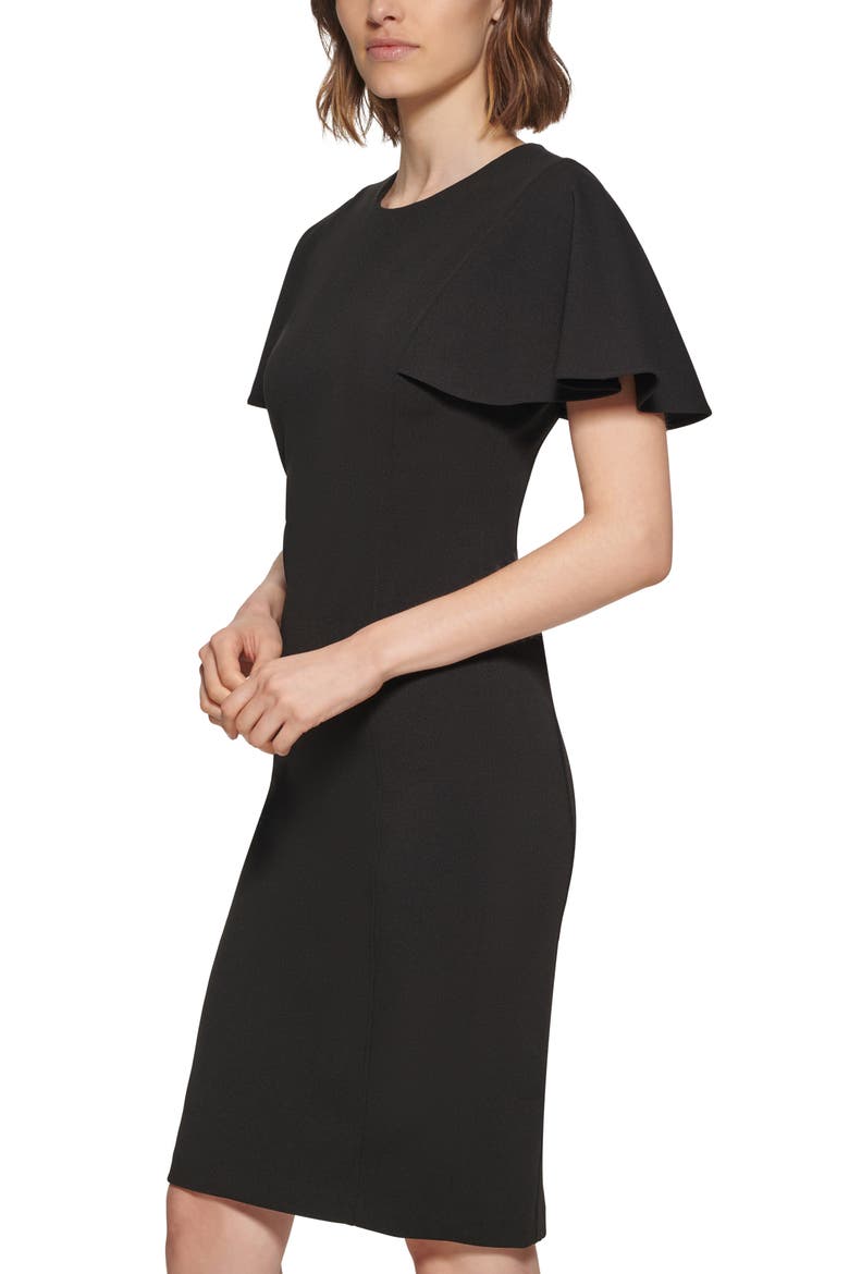 Flutter Sleeve Sheath Dress, Alternate, color, BLACK
