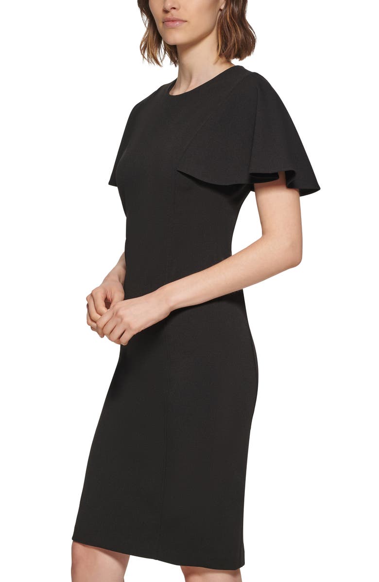 Calvin Klein Flutter Sleeve Sheath Dress, Alternate, color, Black