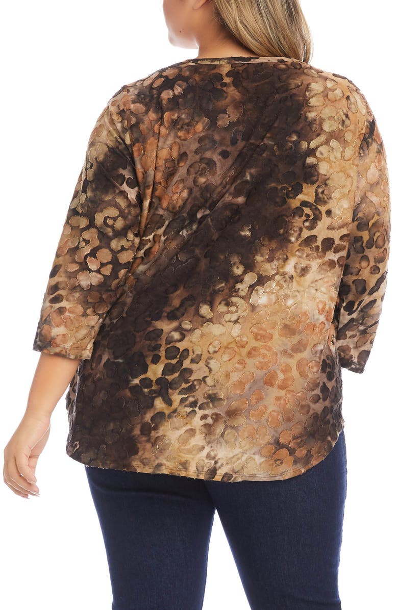 Karen Kane Tie Dye Animal Print Burnout Top, Alternate, color,