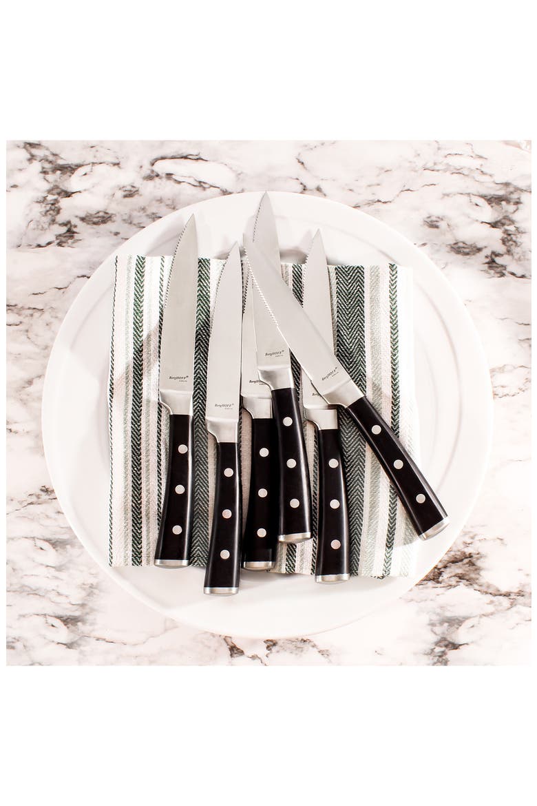 Stainless Steel Steak Knife - Set of 6, Alternate, color, BLACK