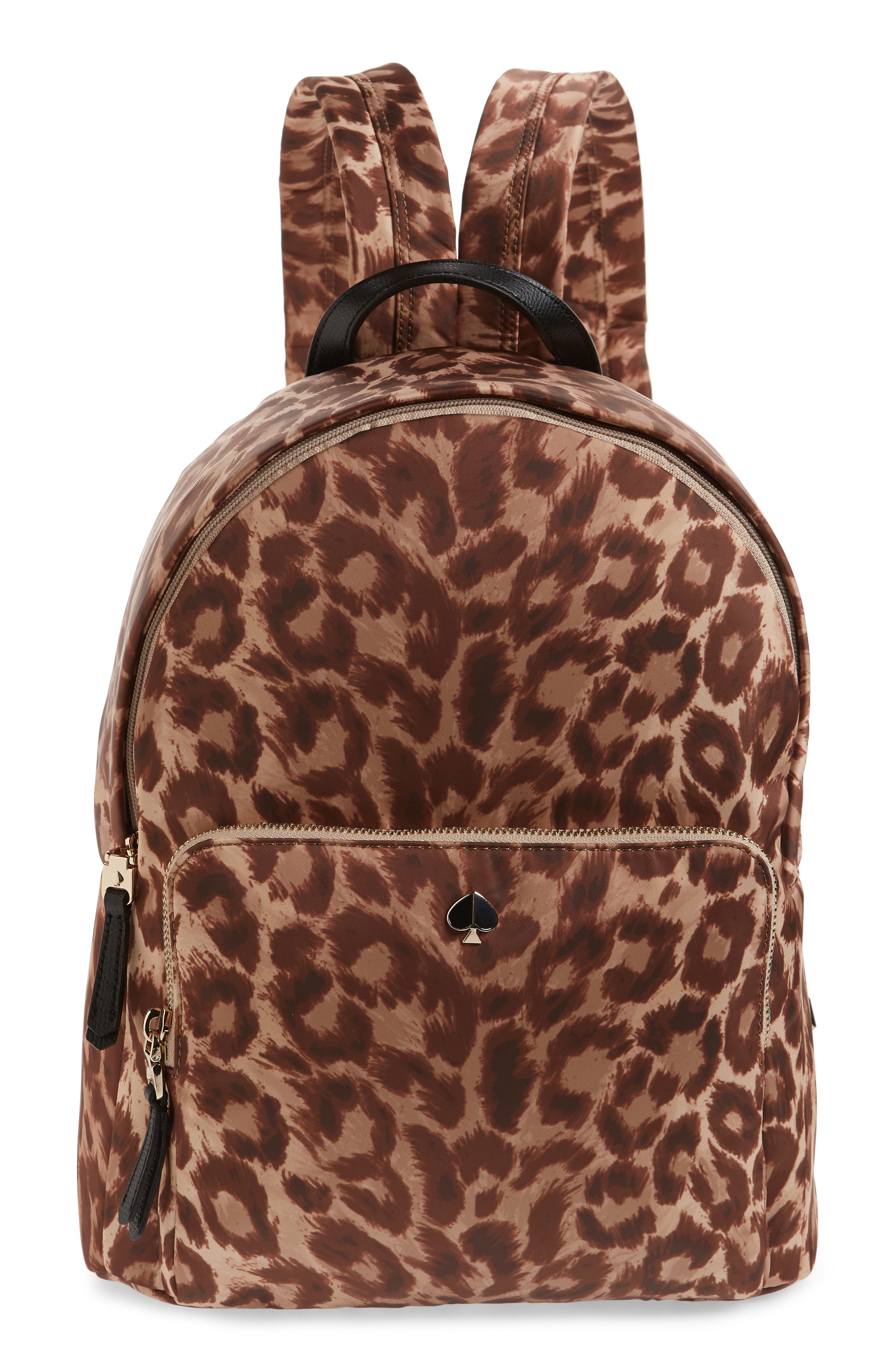 Kate Spade New York large taylor leopard nylon backpack, Main, color, 