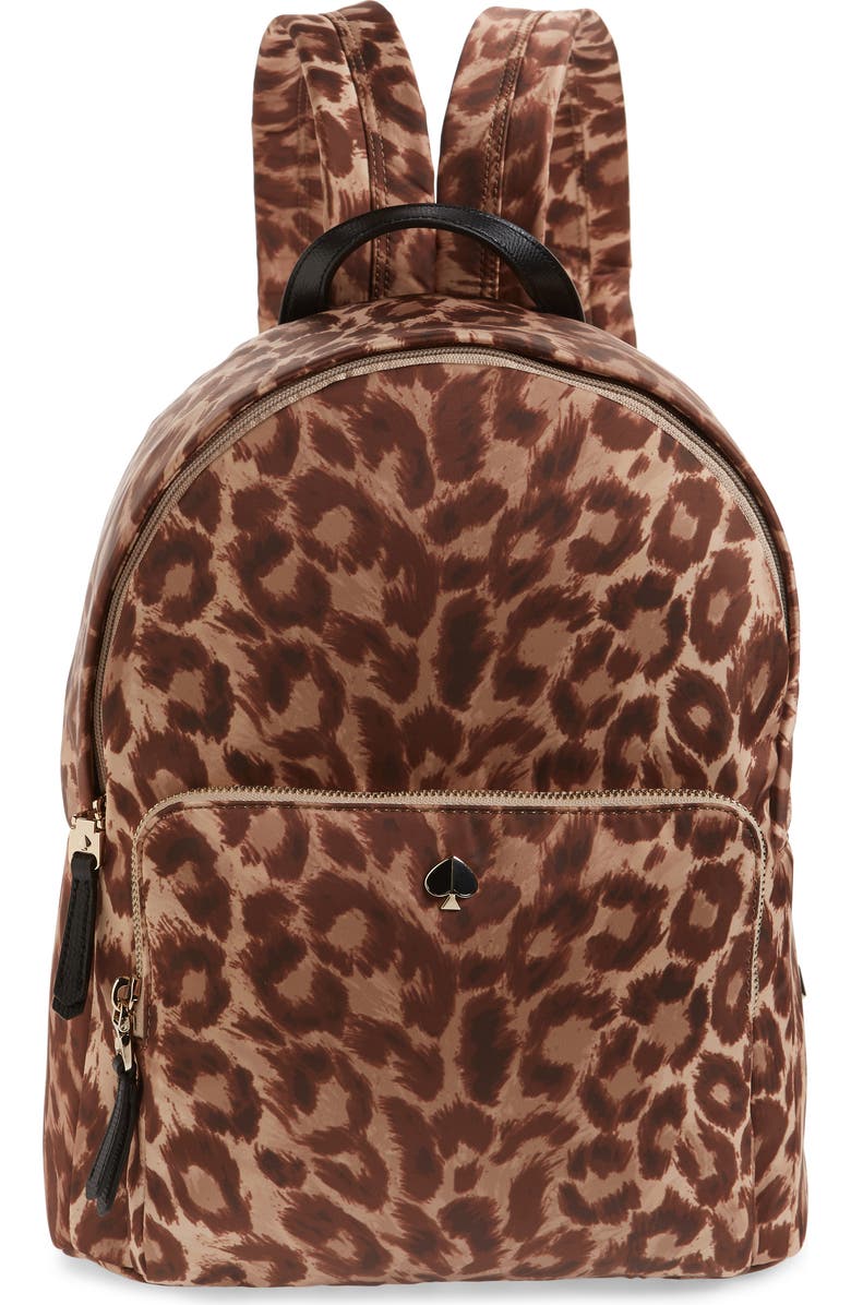 Kate Spade New York large taylor leopard nylon backpack, Main, color,