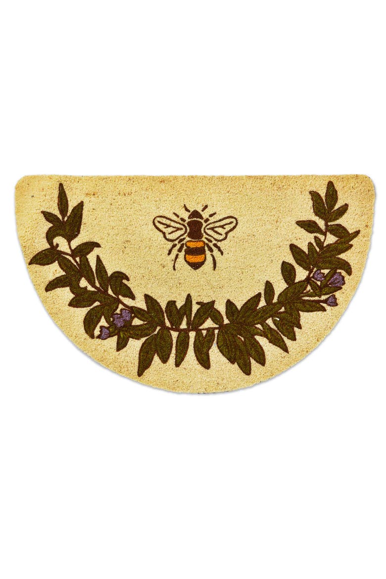 Bee Shaped Multicolor PVC Coir Everyday Doormat Easy Clean, Main, color, Yellow