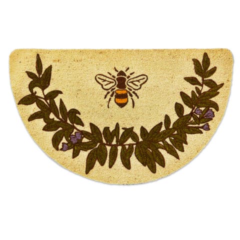 Bee Shaped Multicolor PVC Coir Everyday Doormat Easy Clean