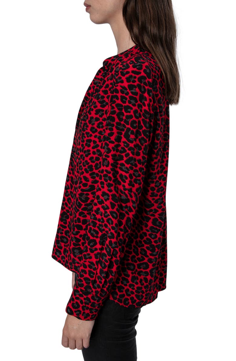 Zadig & Voltaire Tink Leopard Print Blouse, Alternate, color,