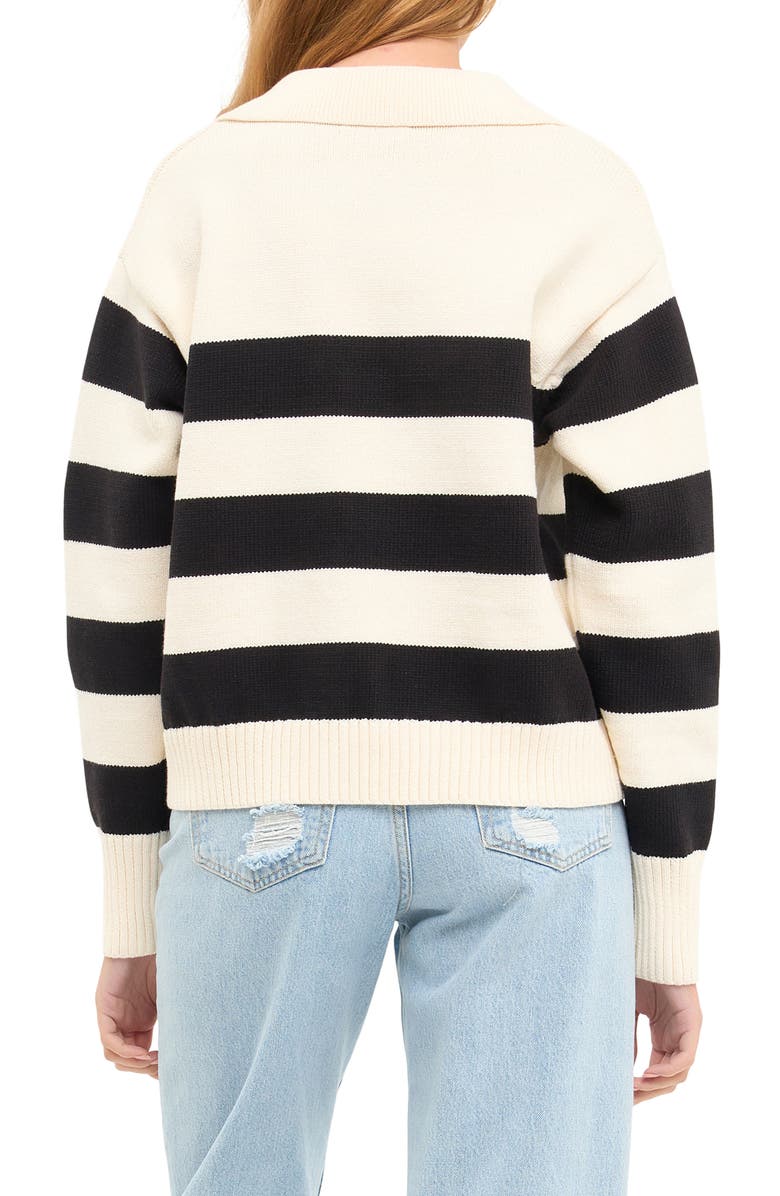 English Factory Stripe Polo Sweater, Alternate, color, 