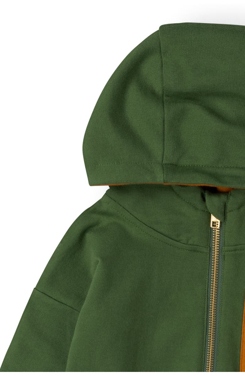 Little Green Radicals Kids' Half Zip Organic Cotton Hoodie, Alternate, color, Green