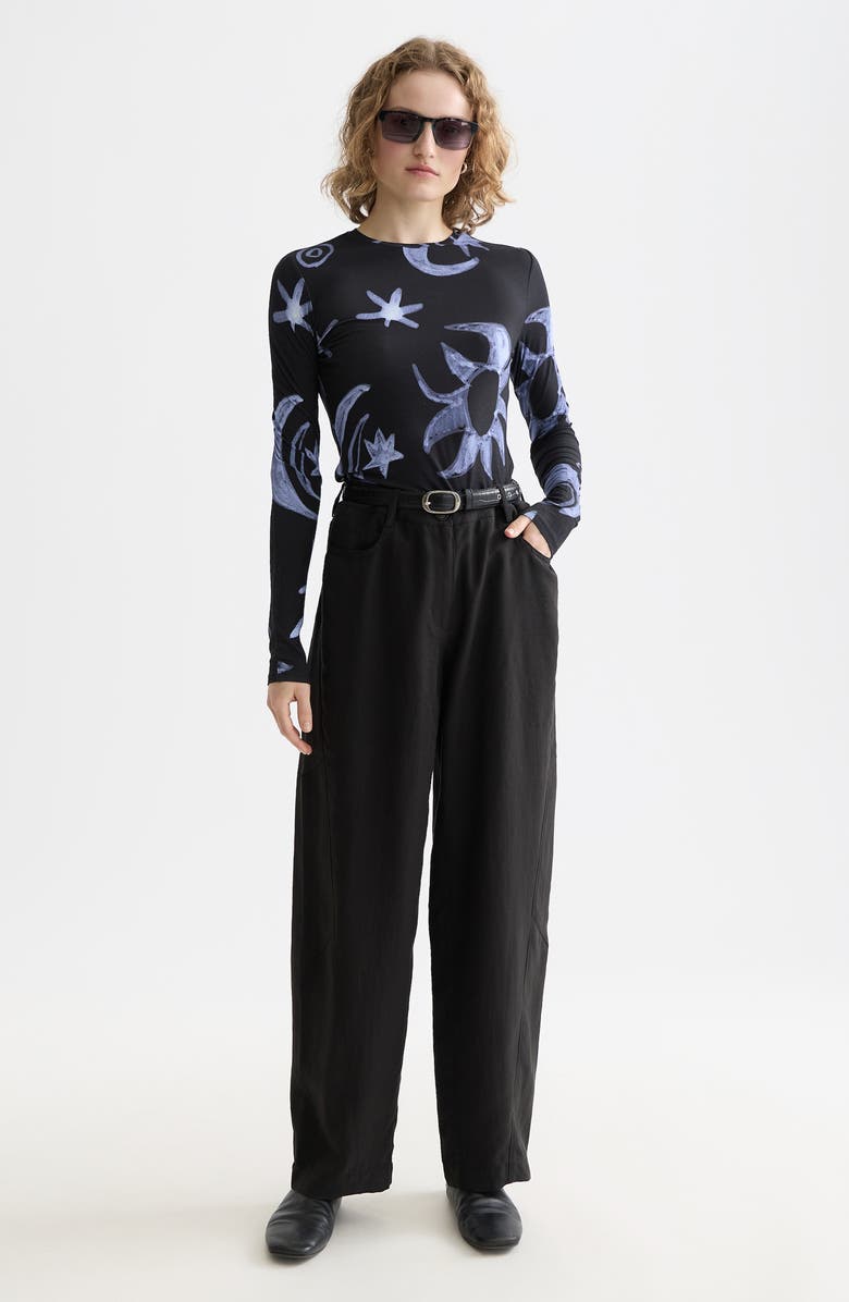 Scotch & Soda Print Long Sleeve T-Shirt, Alternate, color, Cosmic Sky Spaced Carbon