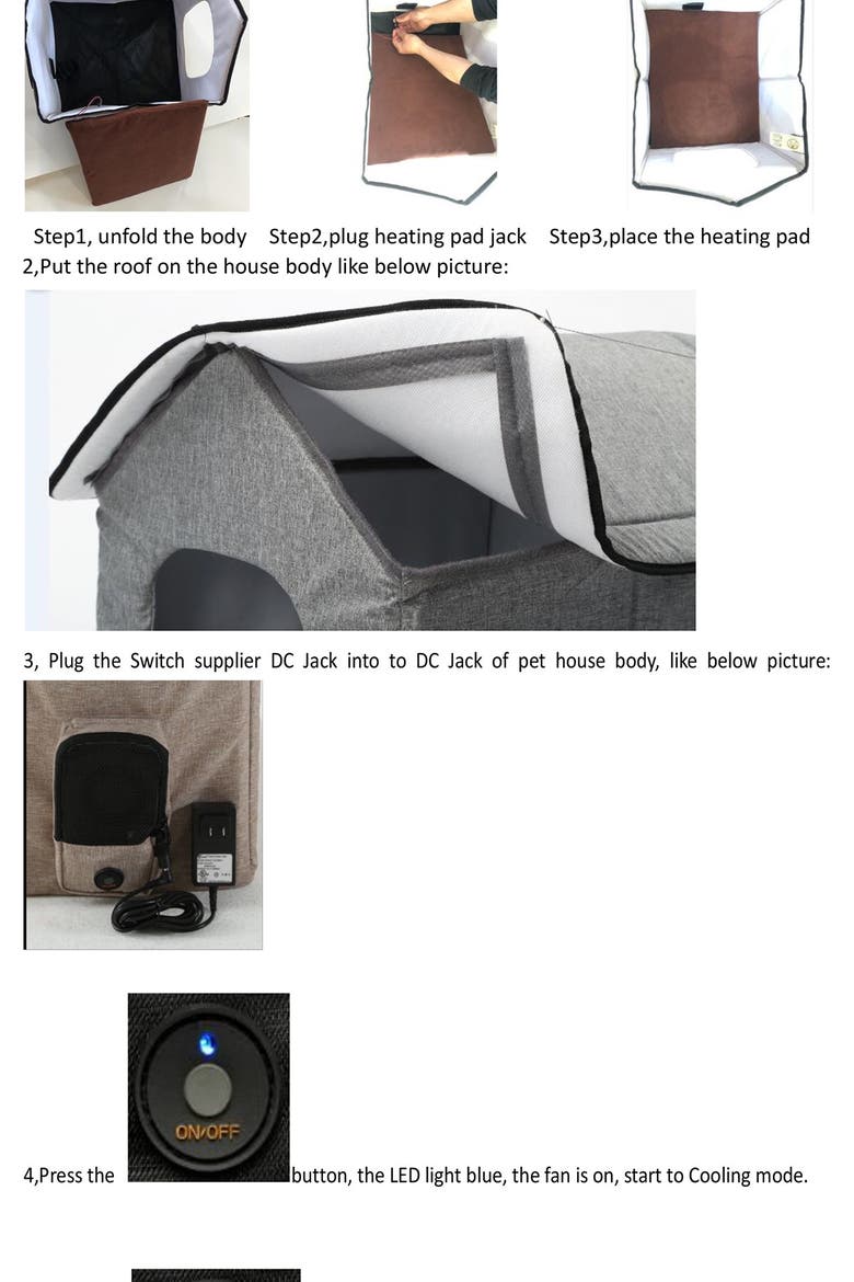 "Hush Puppy" Electronic Heating and Cooling Smart Collapsible Pet House - Large, Alternate, color, NAVY
