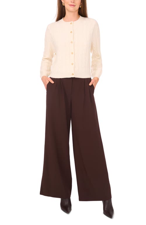 Vince Camuto Crop Cable Cardigan In Brown