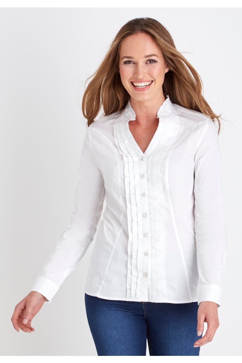 Cotton Ruffle Shirt, Main, color, WHITE