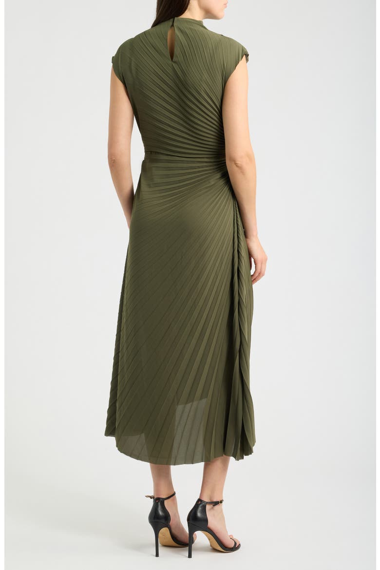 Rayanna Sunray Pleated Dress, Alternate, color, FOREST GREEN