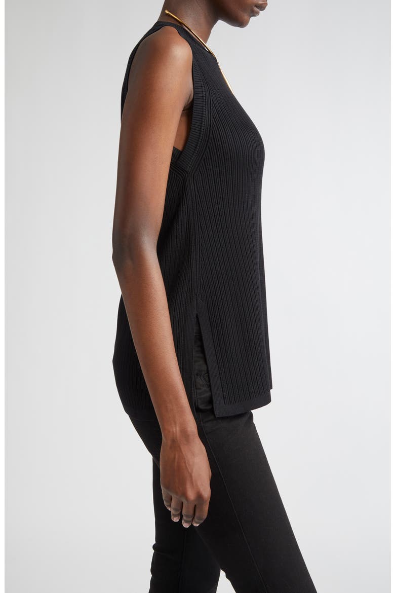 Sleeveless Rib Mini Sweater Dress, Alternate, color, BLACK