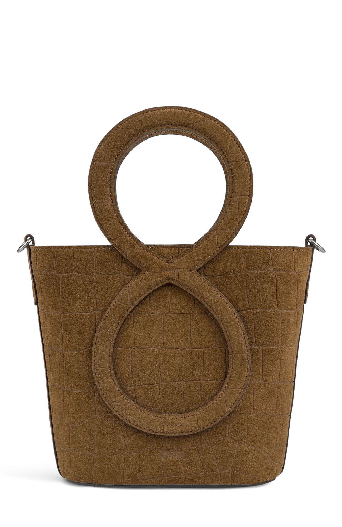 Infinity Bag - Coffee Brown Croc Embossed Suede, Main, color, Coffee Brown