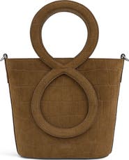 Fini Infinity Bag - Coffee Brown Croc Embossed Suede
