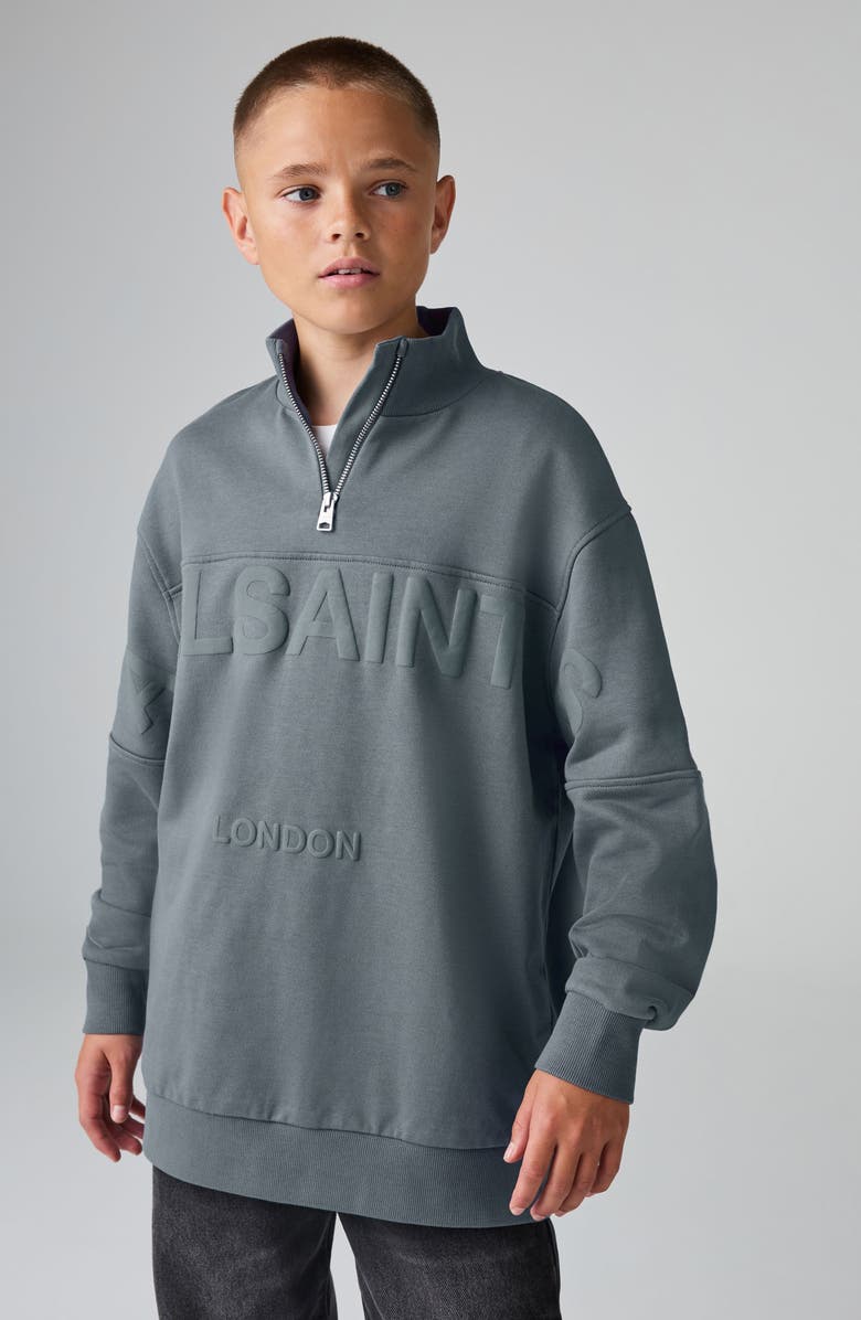 smALLSAINTS by ALLSAINTS Kids
 Biggy Quarter Zip Sweatshirt, Alternate, color, Dusky Blue