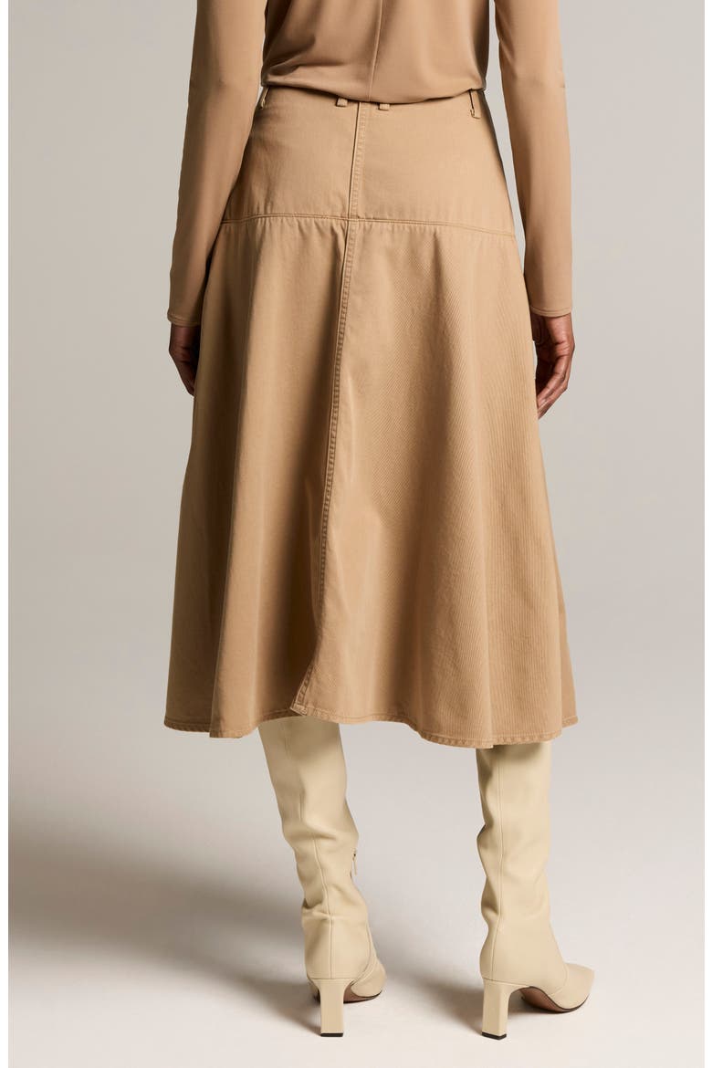 Washed Cotton A-Line Midi Skirt, Alternate, color, CARMELLO