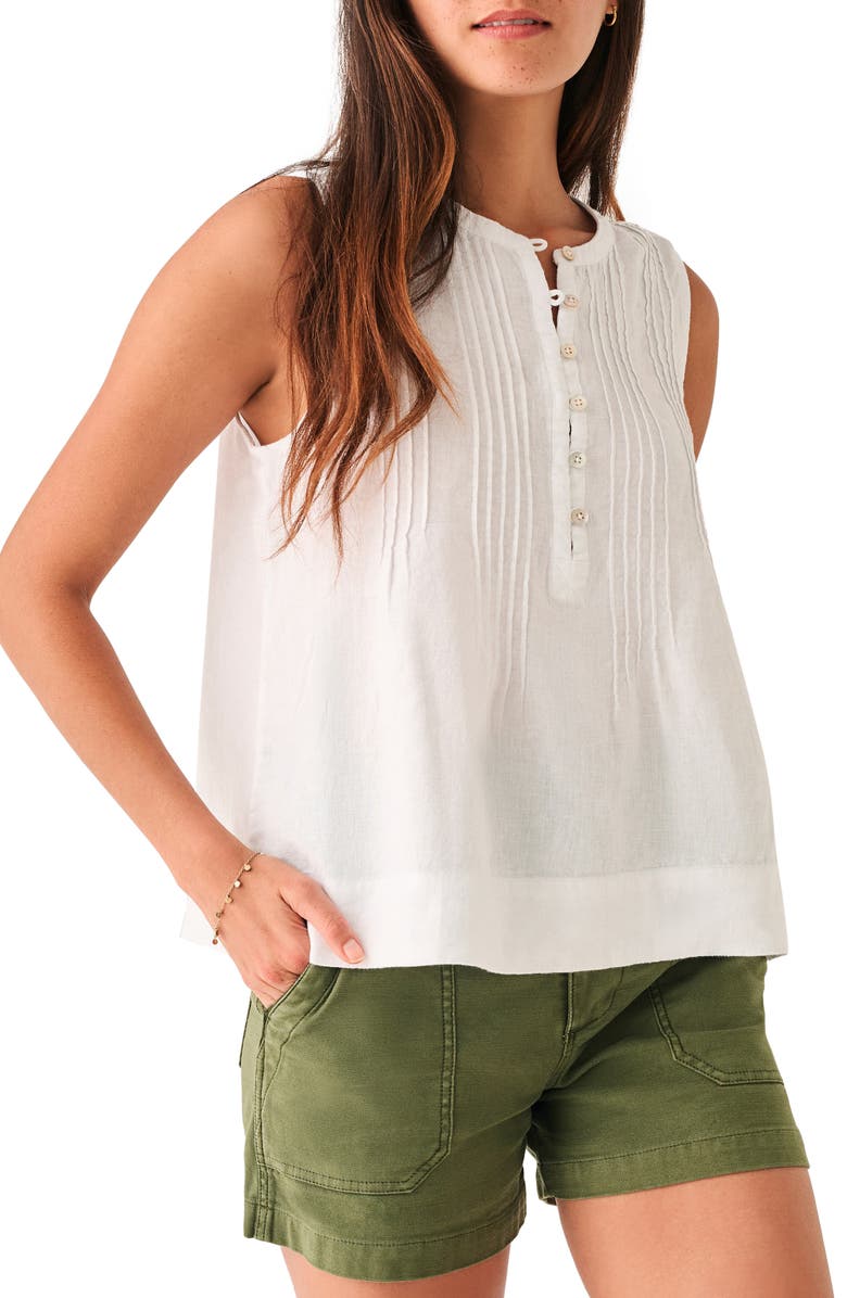 Faherty Isha Pintuck Pleat Linen Tank, Main, color,