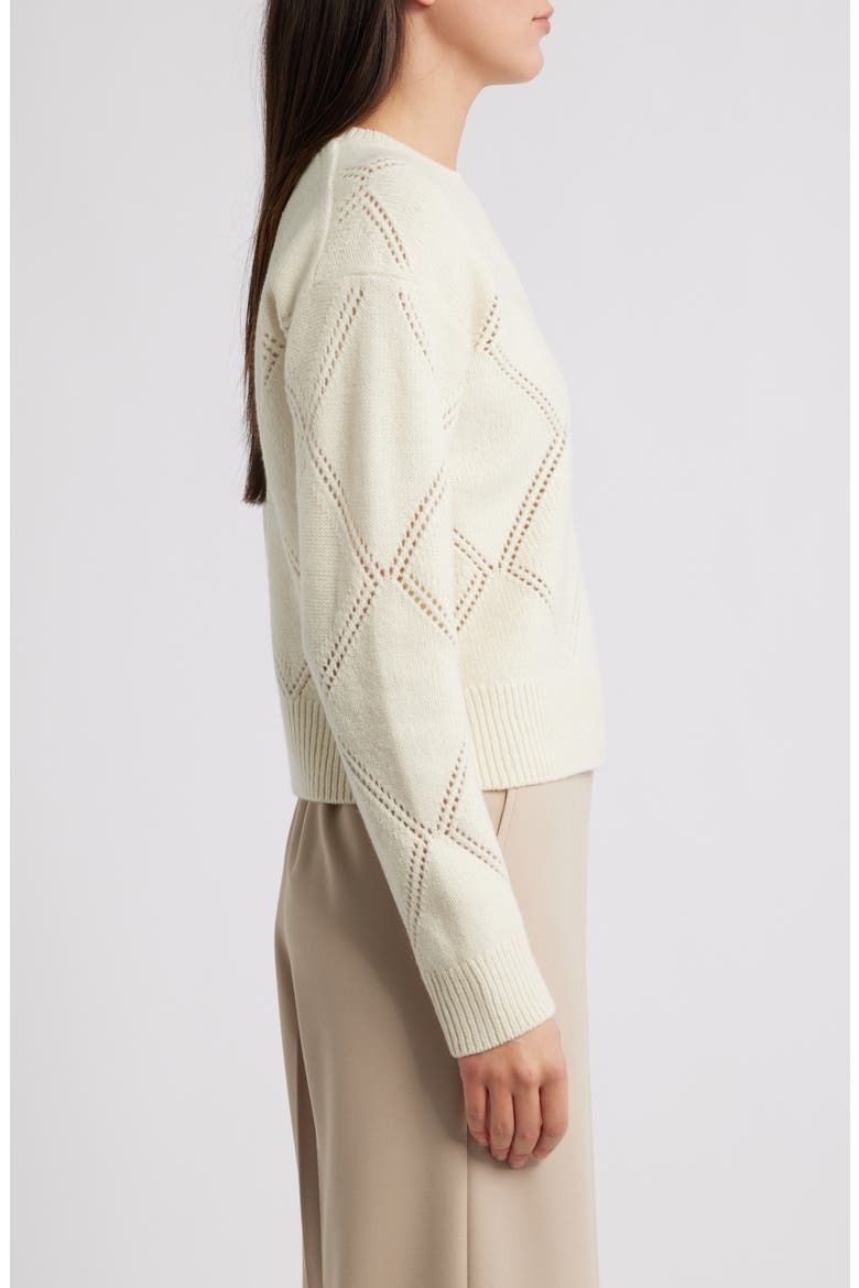 Texture Argyle Wool Sweater, Alternate, color, CREAM