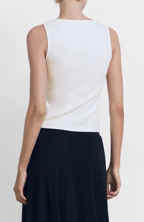 Mango Stud Sleeveless Top In White