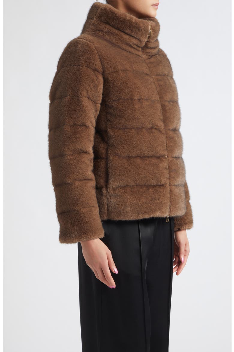 Faux Fur Short Puffer Jacket, Alternate, color, 8810 DARK BROWN
