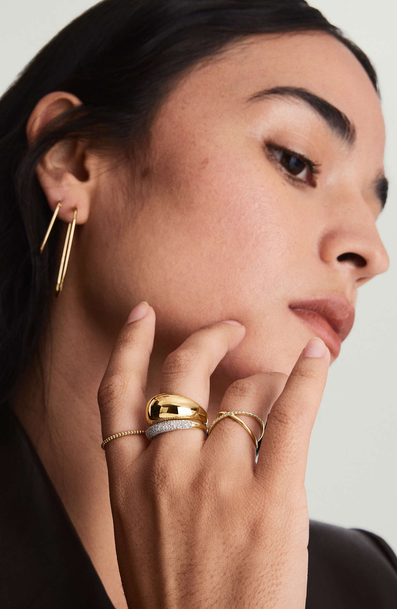 MEJURI Pavé Diamond Thin Dôme Ring, Alternate, color, Gold / Diamond