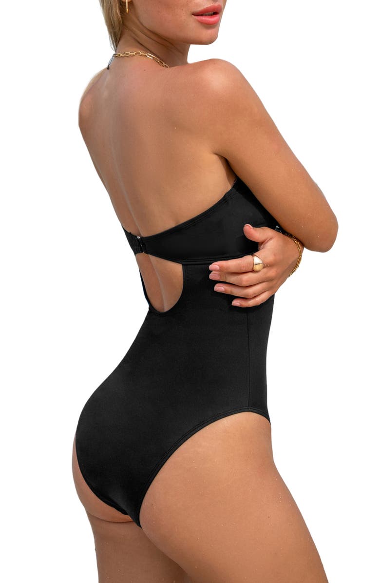 Cupshe Sweetheart One-Piece Swimsuit, Alternate, color, Black