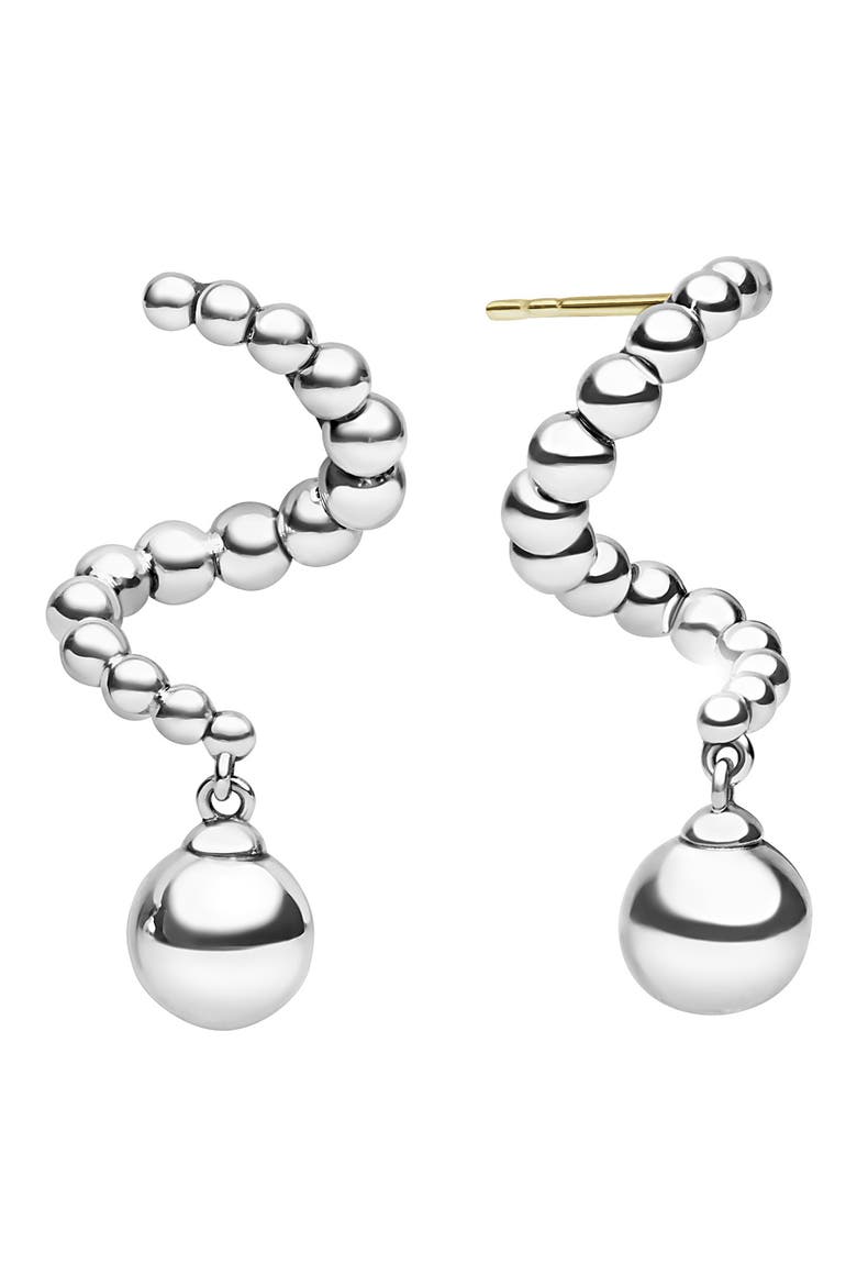 Caviar Bubbly Drop Earrings, Alternate, color, STERLING SILVER