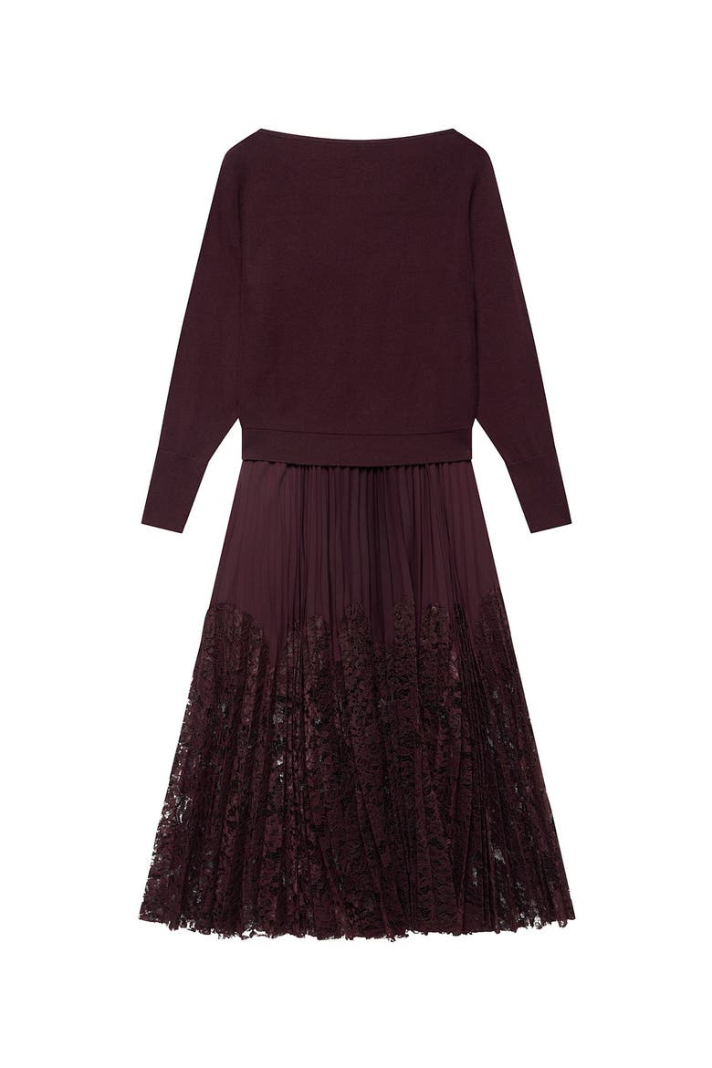 Layered Lace Midi Dress, Alternate, color, Burgundy