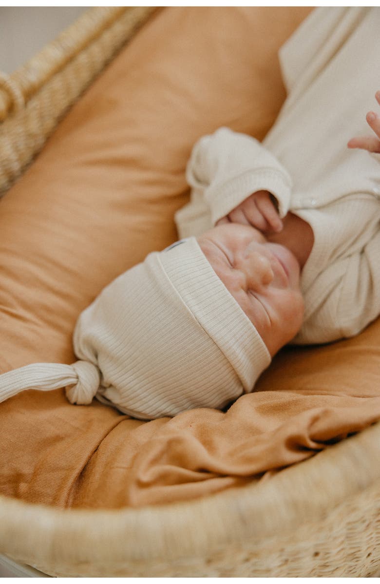Copper Pearl Moonstone Rib Top Knot Hat, Alternate, color, White