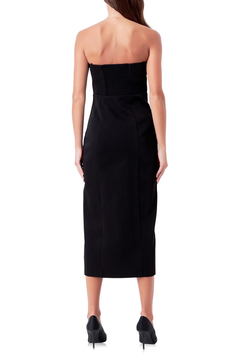 Strapless Midi Dress, Alternate, color, BLACK