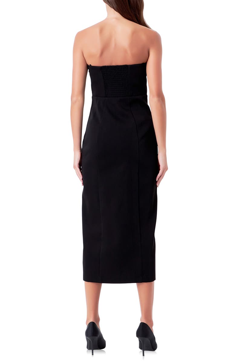 Endless Rose Strapless Midi Dress, Alternate, color, Black