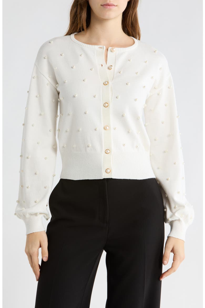 Valerie Faux Pearl Cardigan, Main, color, CLOUD DANCER