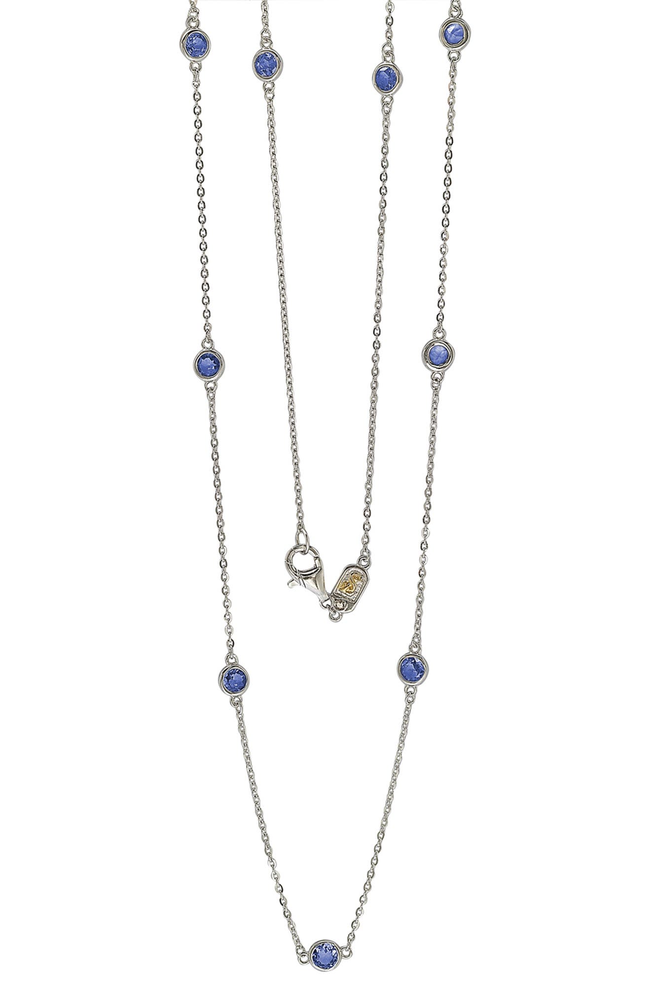 SUZY LEVIAN Sterling Silver Blue Sapphire Station Necklace