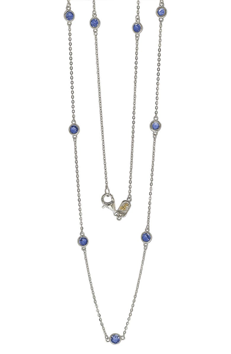 SUZY LEVIAN Sterling Silver Blue Sapphire Station Necklace, Main, color, Blue
