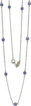 SUZY LEVIAN Sterling Silver Blue Sapphire Station Necklace