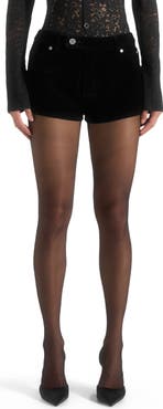 Manière De Voir Samia Velvet Patent Mini Shorts