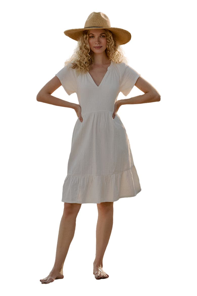 Organic Cotton Coastal Double Gauze Breezy Dress, Alternate, color, Sea Salt