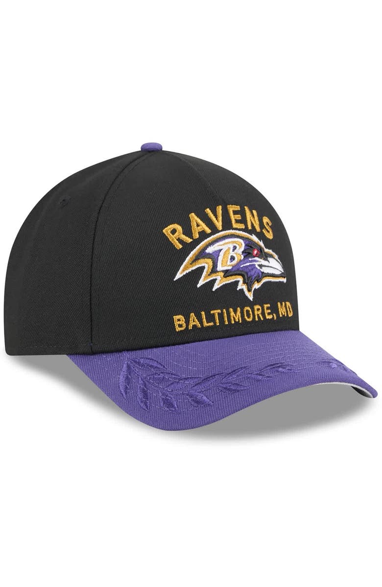 New Era Men's New Era Black/Purple Baltimore Ravens 2025 NFL Draft 9FORTY A-Frame M-Crown Adjustable Hat, Alternate, color, 