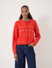 Hush Wool-Blend Stitch Detail Cardigan