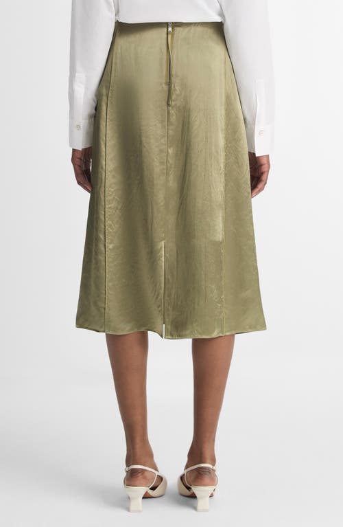 Vince Crushed Satin Straight Midi Skirt In Earthly