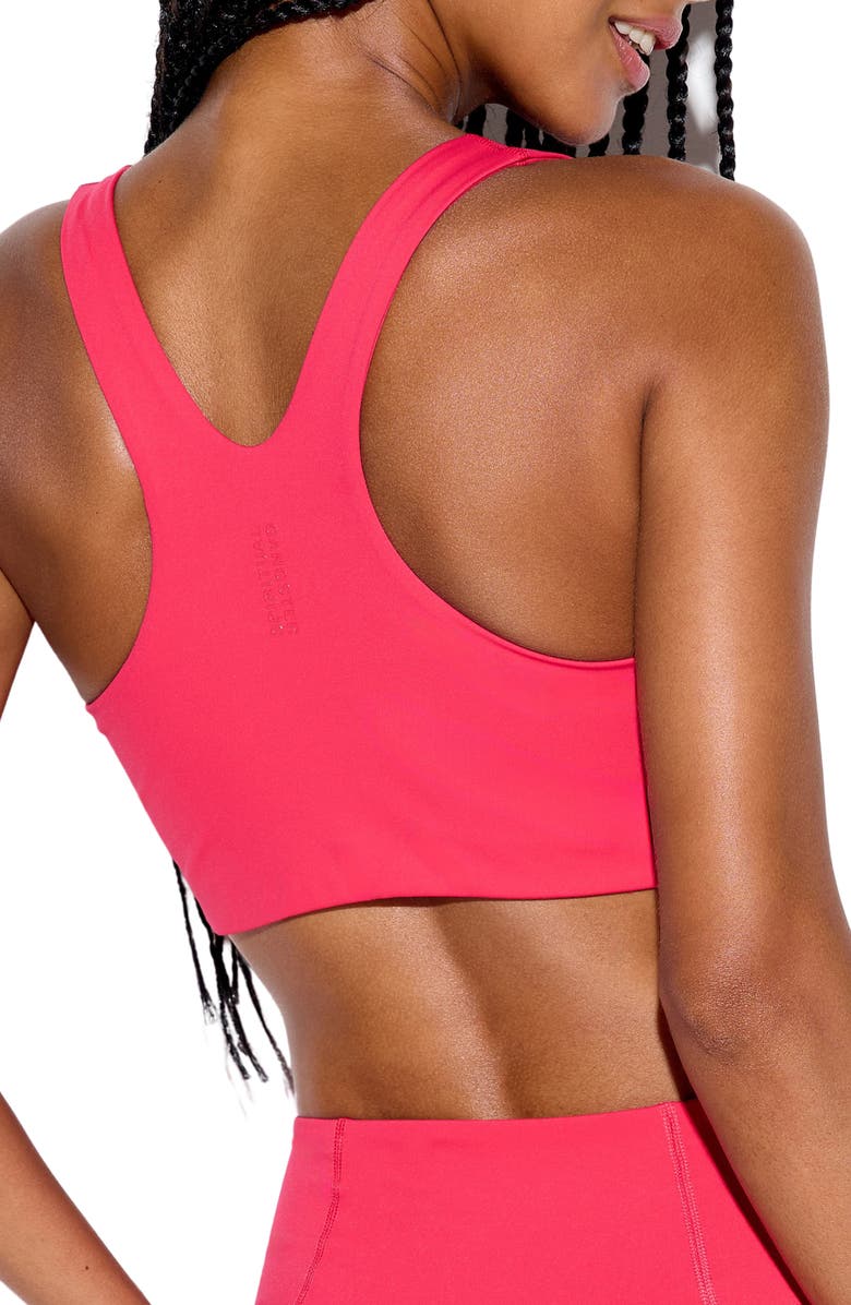 Spiritual Gangster Harmony Lace Trim Racerback Sports Bra, Alternate, color, Passion Flower