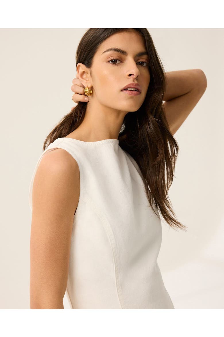 Denim Mini Dress, Alternate, color, White