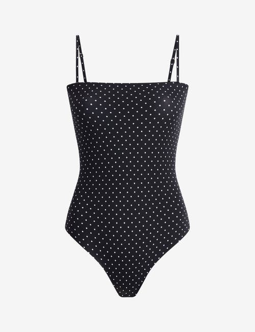 Commando Classic Print Straight Cami Bodysuit In Black/white Polka Dot