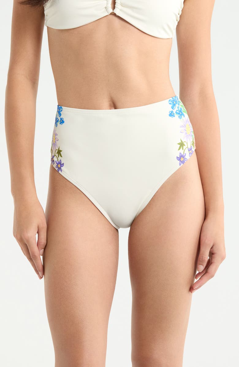 Hutch Rothy High Waist Bikini Bottoms, Main, color, Ivory/ Multi