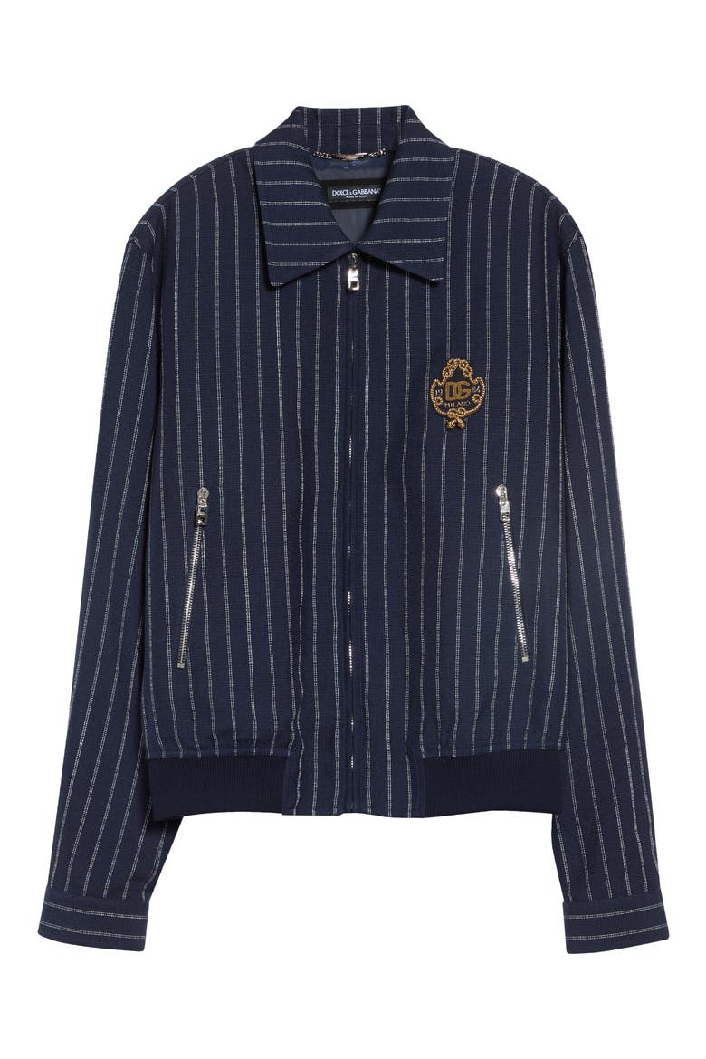 Pinstripe Embroidered Harrington Jacket, Main, color, RIGATO