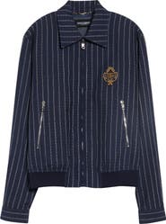 Dolce&Gabbana Pinstripe Embroidered Harrington Jacket