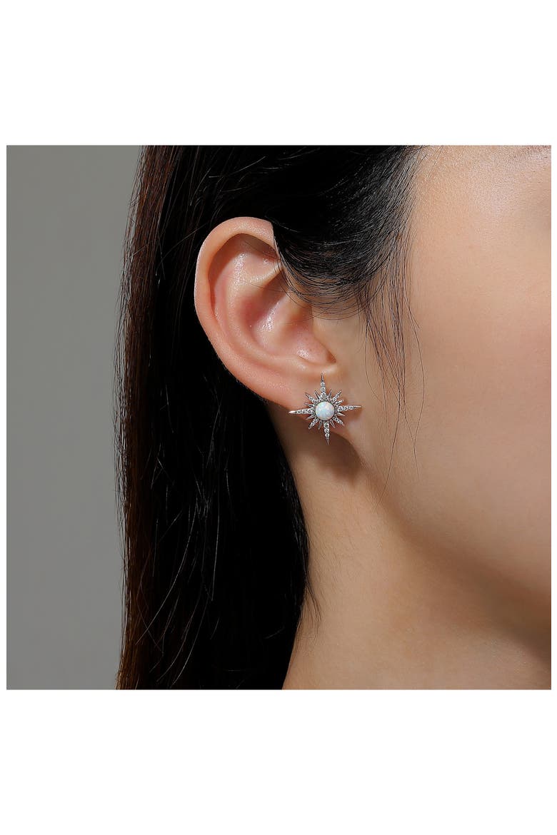 Simulated Diamond Stud Earrings, Alternate, color, WHITE